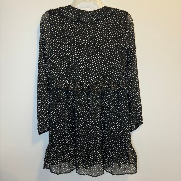 ZARA BLACK RUFFLED POLKA DOT PRINT DRESS WITH BUTTONS SIZE XS - Picture 15 of 15